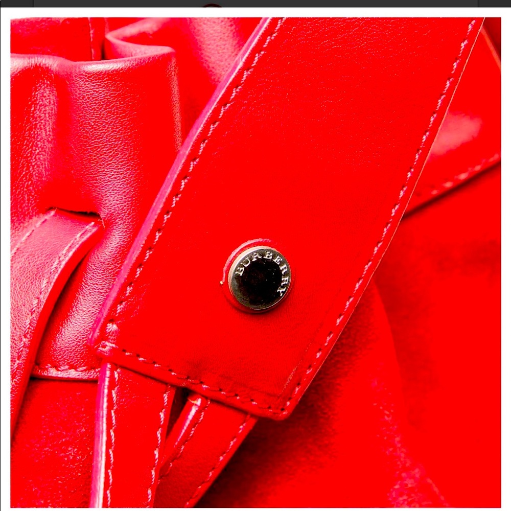 Burberry Red Suede Bucket Bag